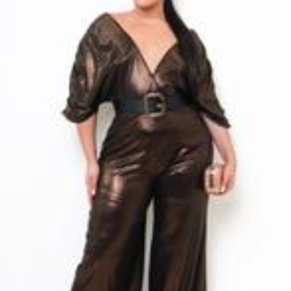 Plus Size Lover Jumpsuit-Rust